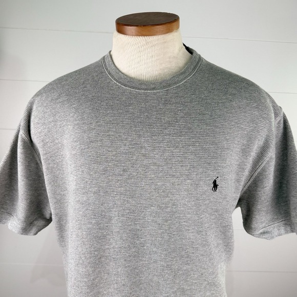 Polo Ralph Lauren Other - Polo Ralph Lauren Waffle Knit T Shirt Men XL Black Pony Logo Heather Gray Cotton